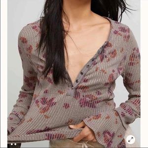 Free People Layer Me Floral Henley Top